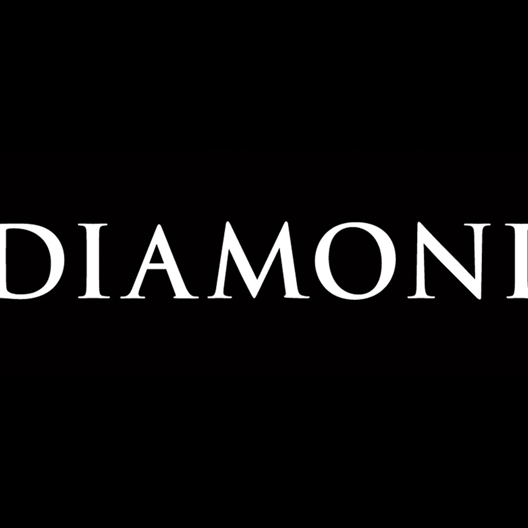 white Iron Diamond logo against black background