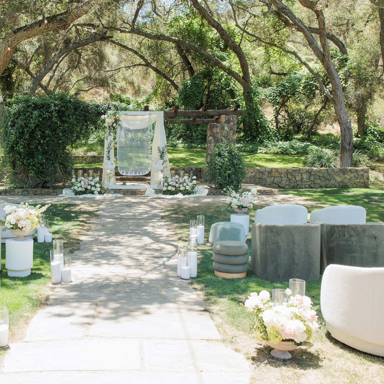 Dreamy outdoor ceremony inspired by swans at Havens Country Club
