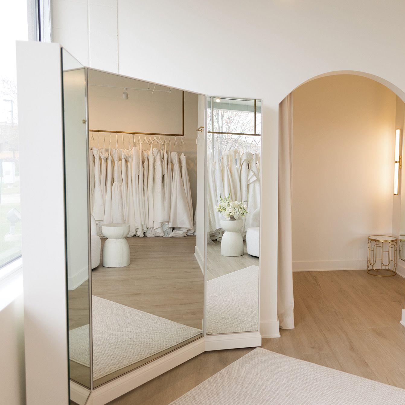 Interior of For The One Bridal's new boutique space