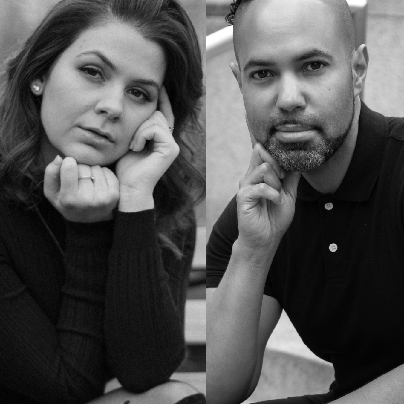 Black and white headshots of Gabrielle Earle and Ernesto Abreu Jr., choreographers and instructors at Visionary Productions, LLC—experts in custom first dance choreography for weddings