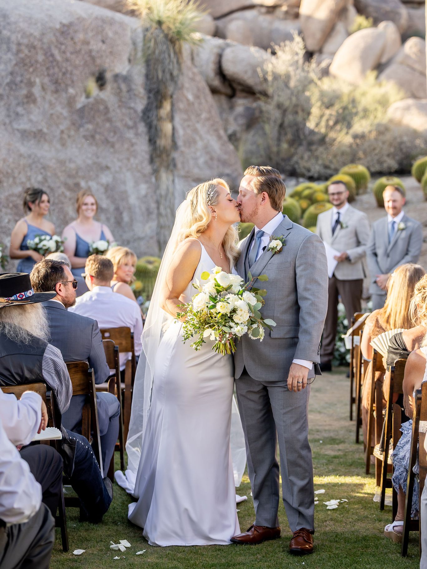 Kloos Wedding, AZB, Couple Kissing Walking Up Aisle