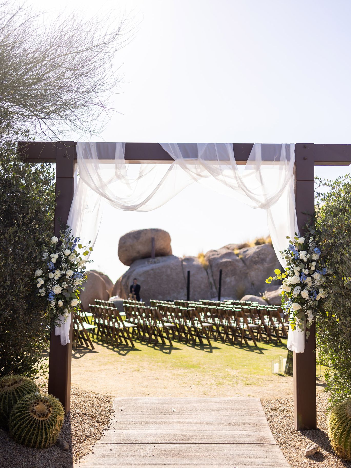 Kloos Wedding, AZB, Outdoor Boulders Ceremony Arch