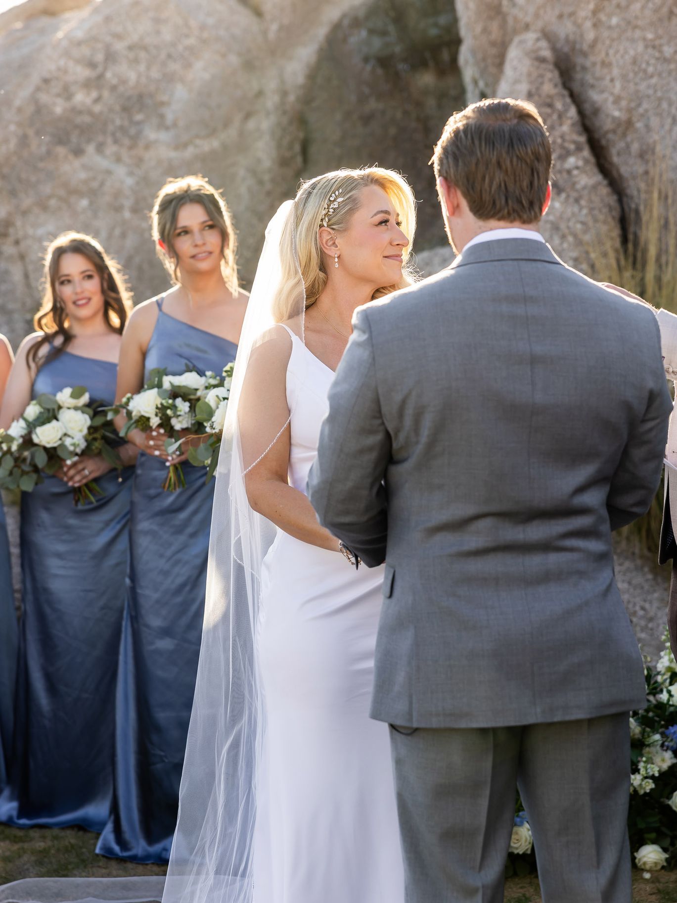 Kloos Wedding, AZB, Ceremony at Altar Under Boulders