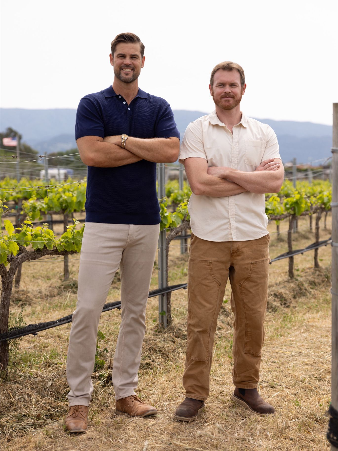 Matt McKinney, owner and director of winemaking at McKinney Family Vineyards, and head winemaker Justice Massara stand among the vines during The Ritz-Carlton Bacara, Santa Barbara’s Winemaker for the Day experience
