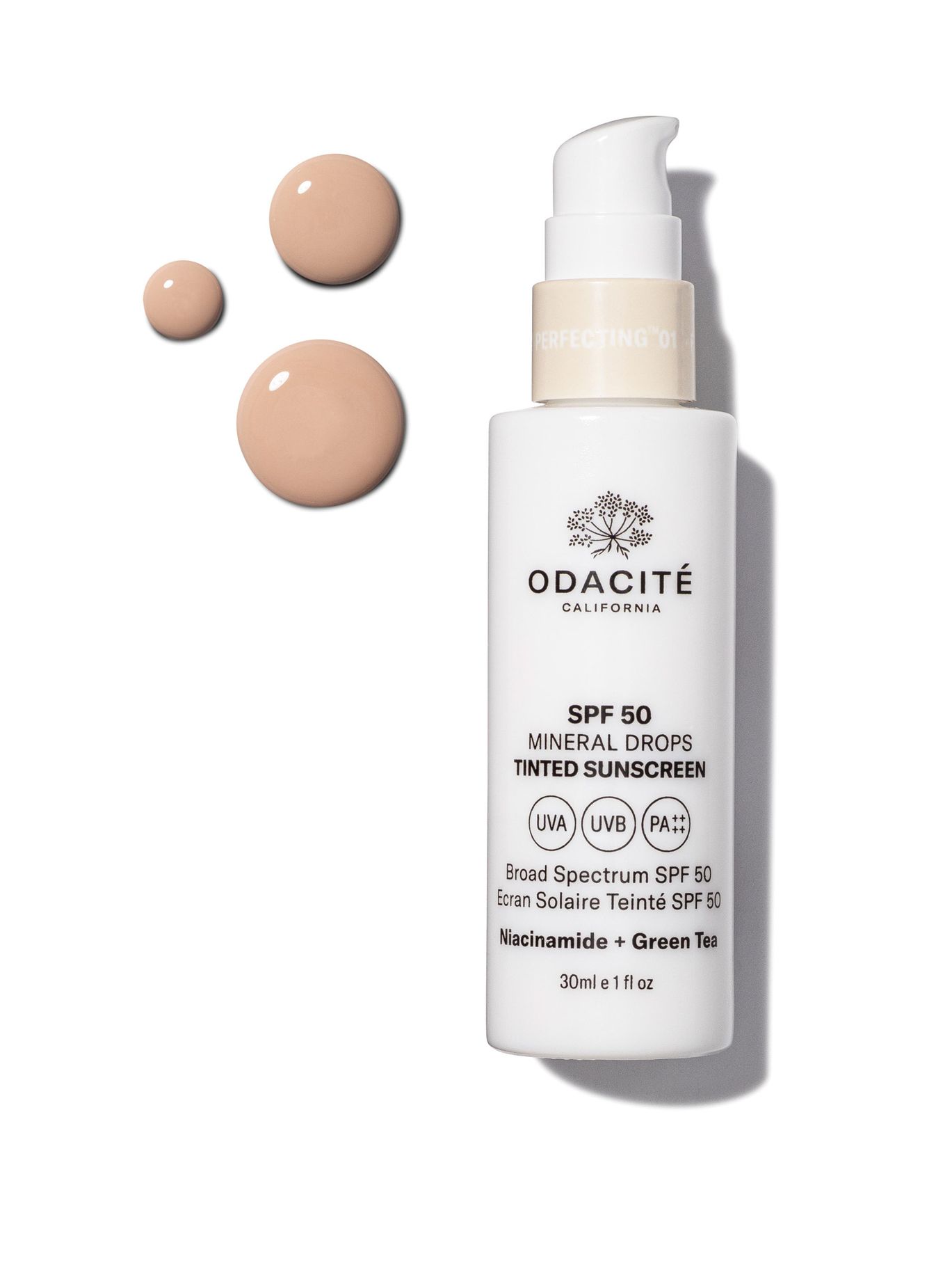 2023-12/SPF 50 Tinted Sunscreen Shade 1 Bottle and product droplets_062_Tif.jpg