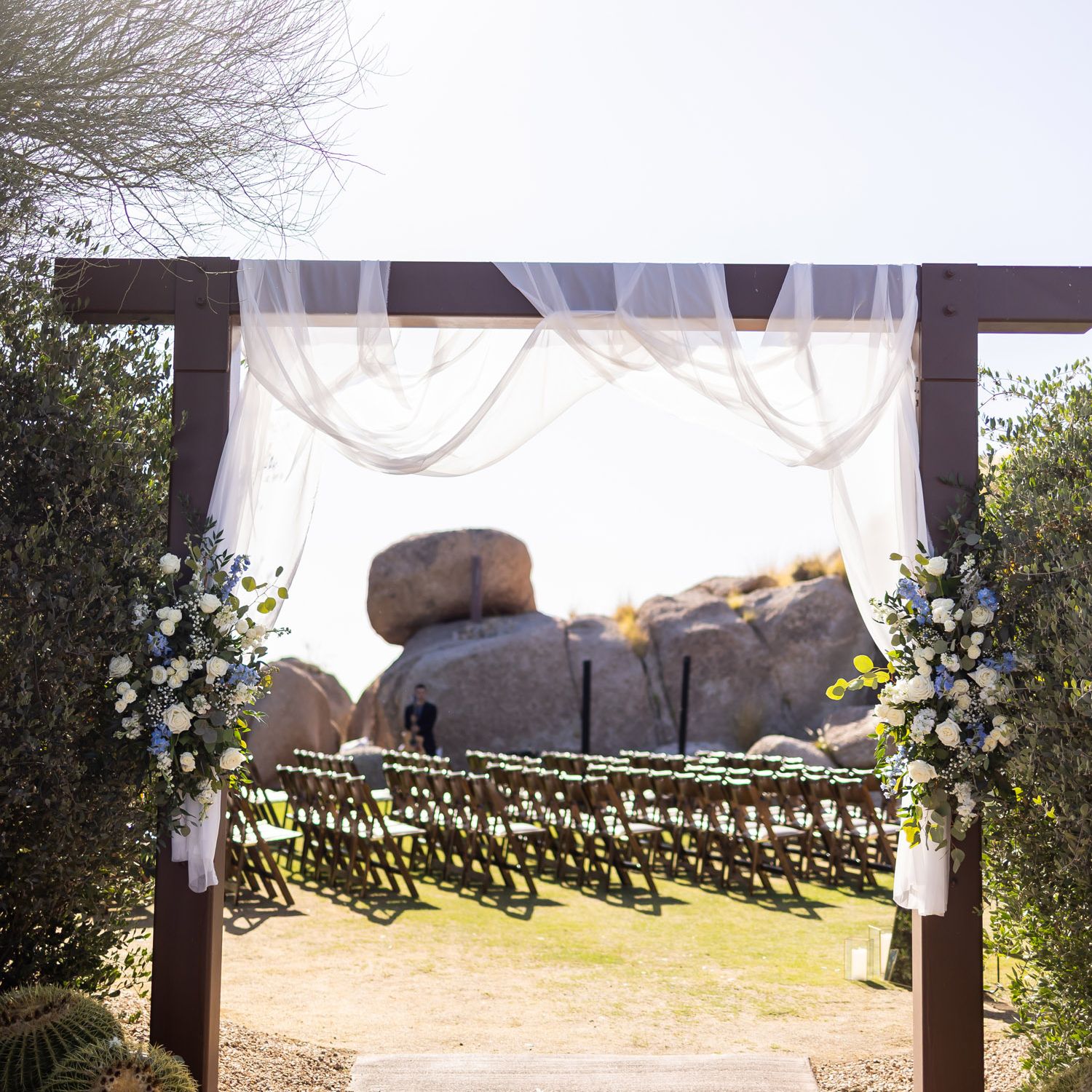 Kloos Wedding, AZB, Outdoor Boulders Ceremony Arch