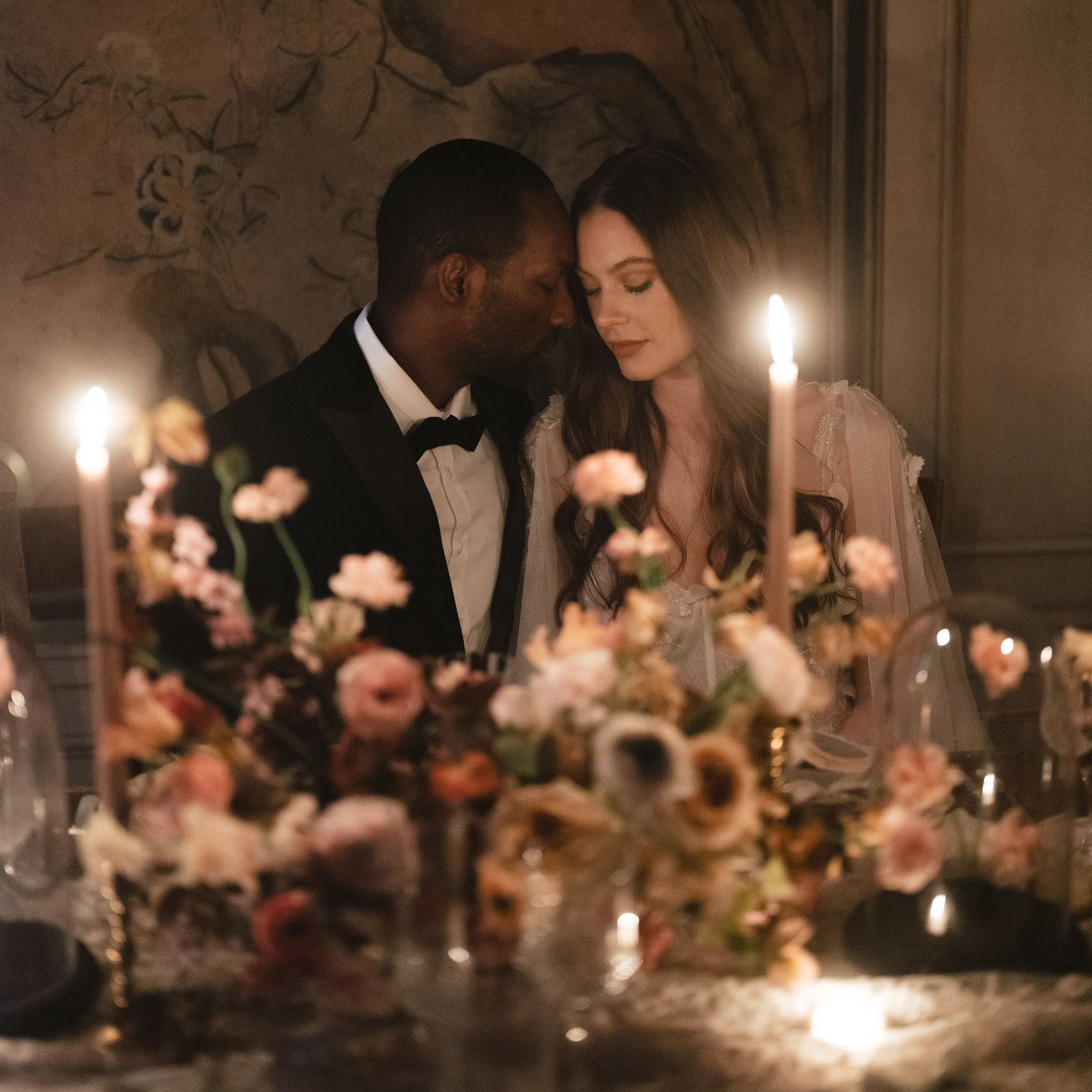 Romantic candlelit styled shoot at Chateau Fayloli