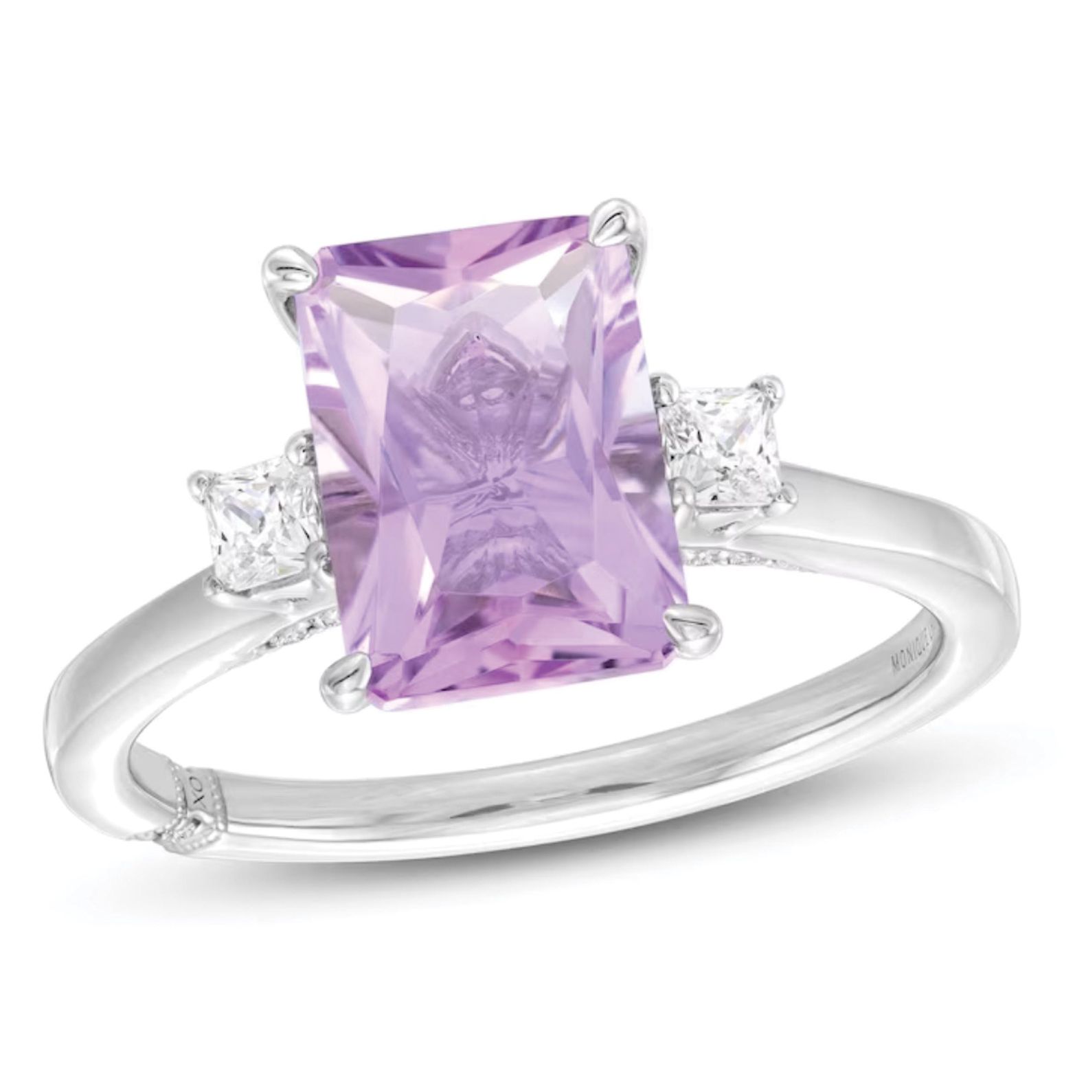 2023-11/KAY Jewelers Monique Lhuillier Bliss Radiant-Cut Light Amethyst & Diamond Engagement Ring.jpg