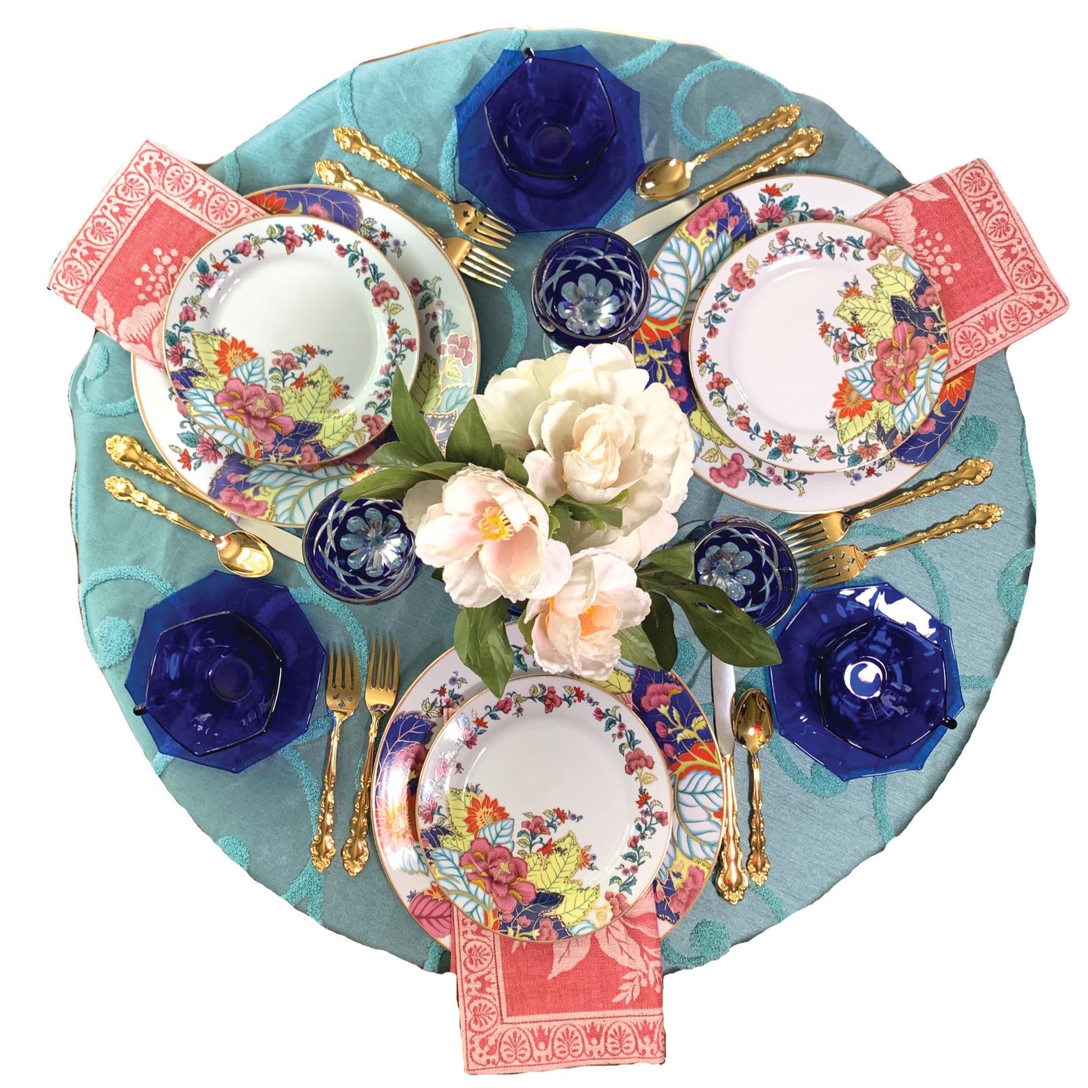 2024-01/Kaleidoscope Table Settings teal floral.jpg