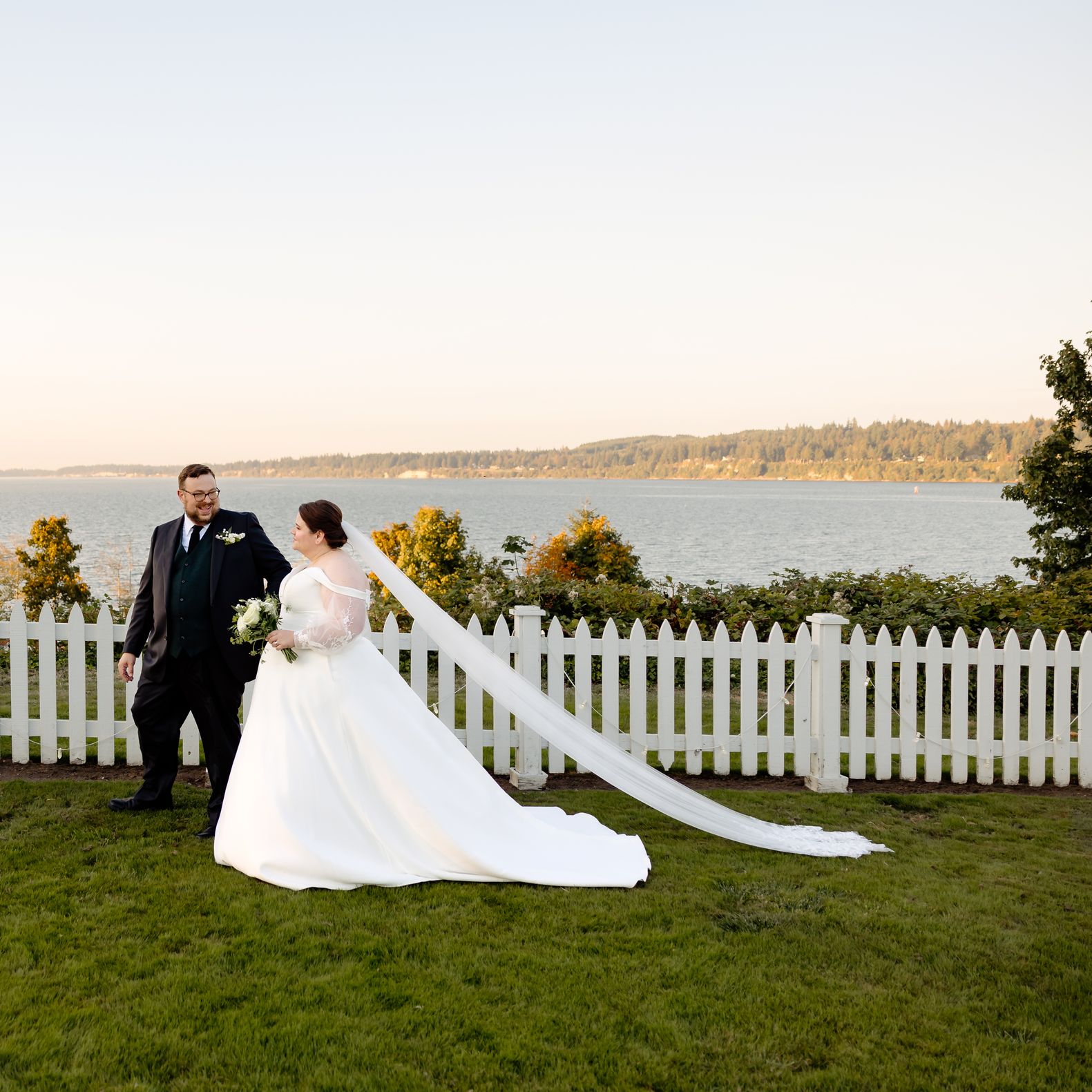 Casey and Anthony Framed by Idyllic Pacific Northwest Scenery