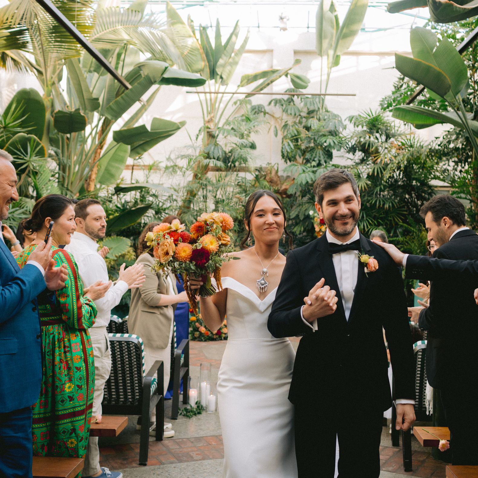 Aliya and Ethan Cheer as they Walk Down the Lush Tropical Aisle at The Valentine