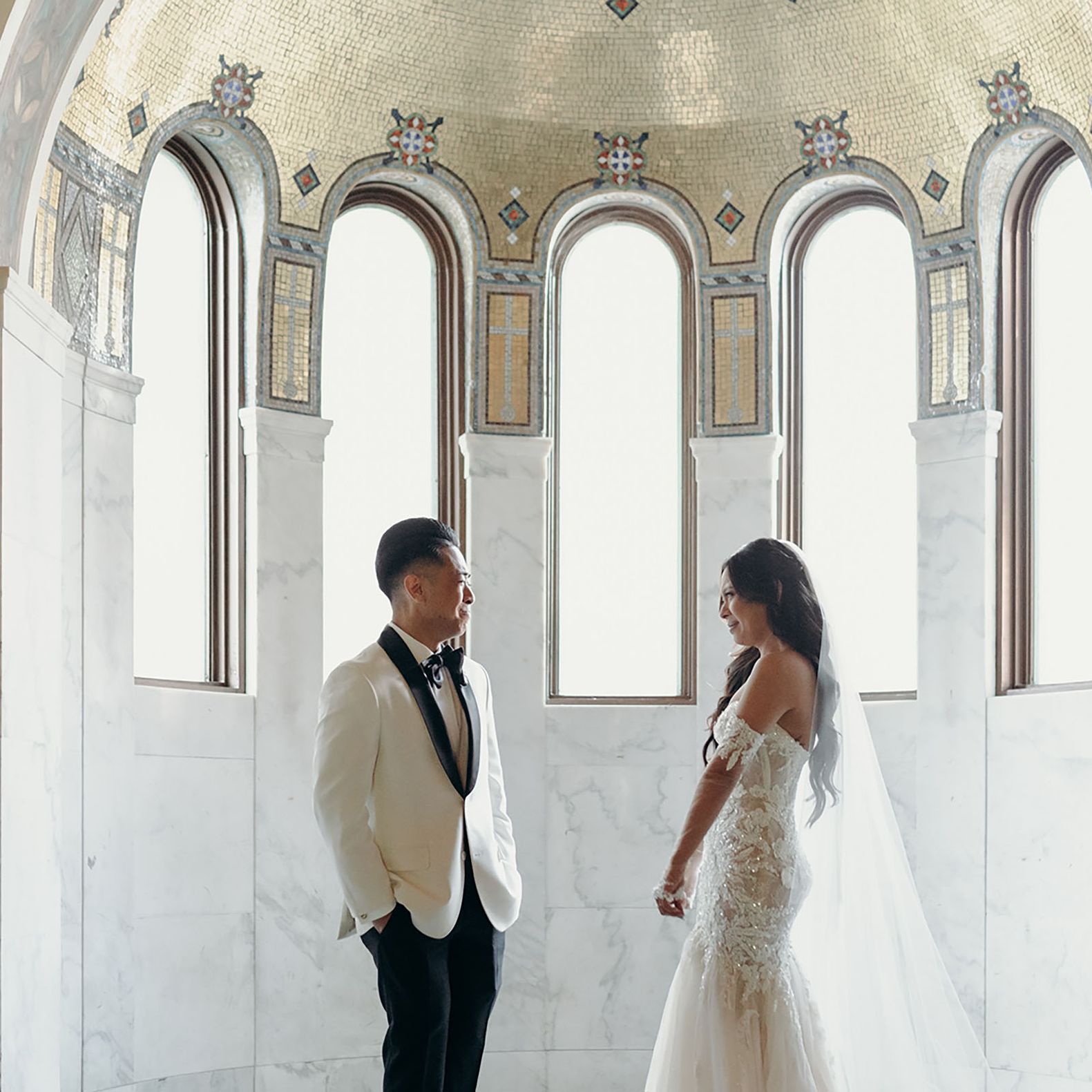 Joyce and Raymond Exchanging their Vows Privately before their Reception at Vibiana in Downtown Los Angeles