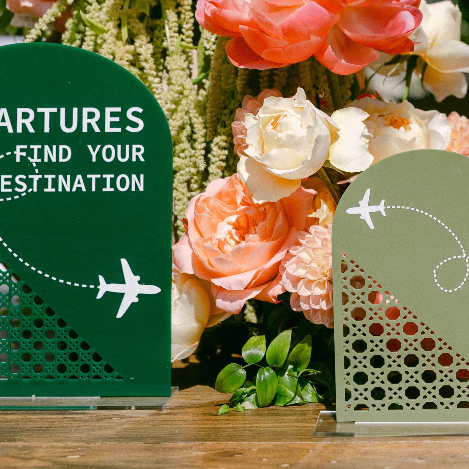 Aviation themed escort card display