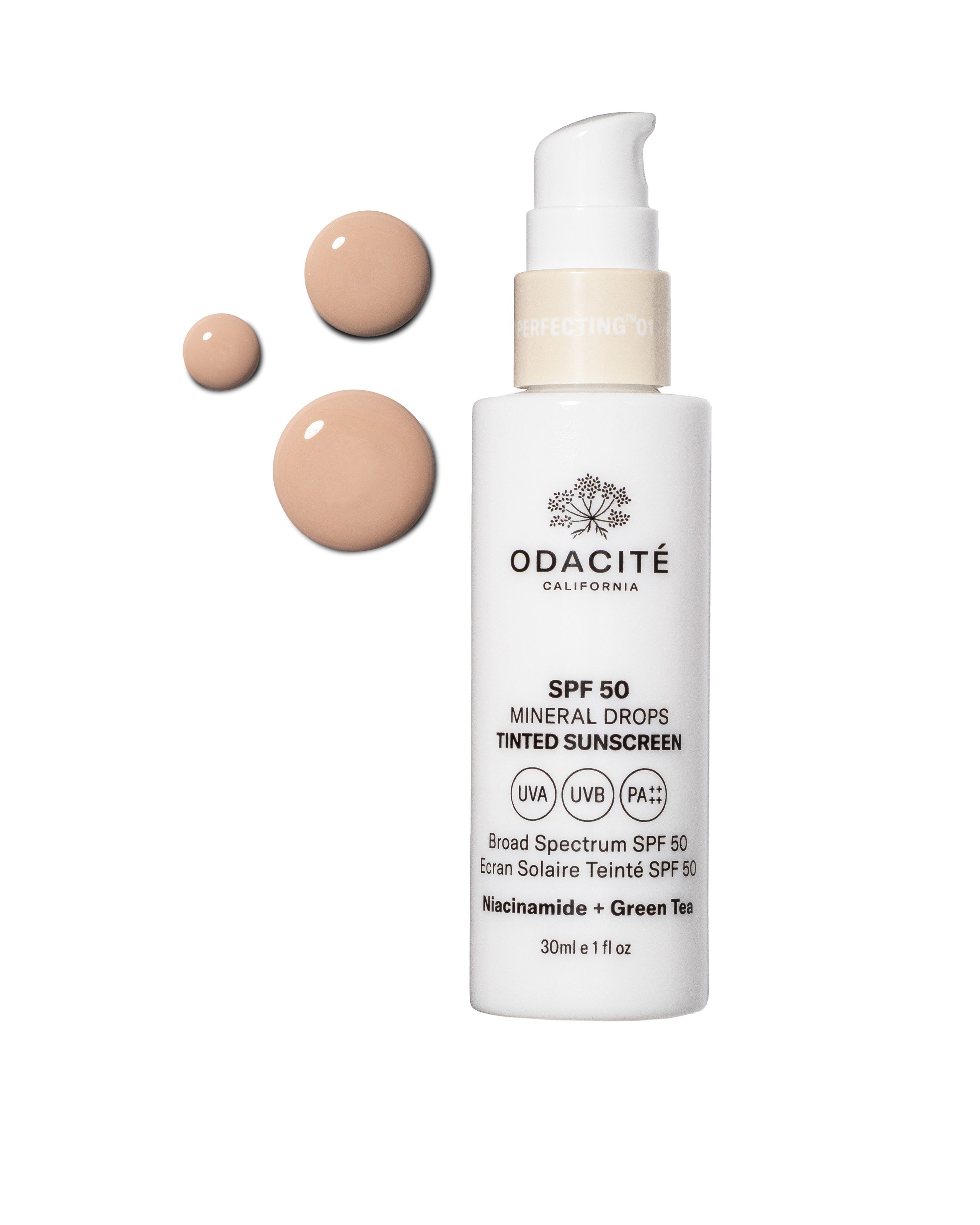 2025-06/SPF 50 Tinted Sunscreen Shade 1 Bottle and product droplets_062_Tif.jpg