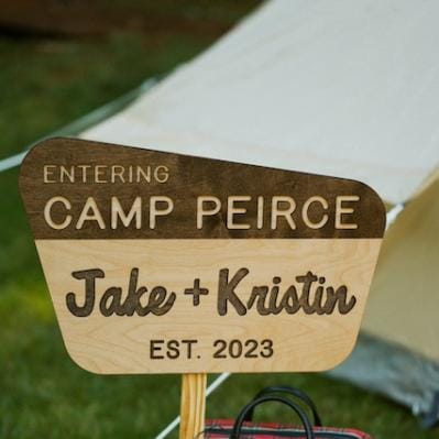 Vintage Inspired Camp Grounds Sign for Jake & Kristin's Wedding Day