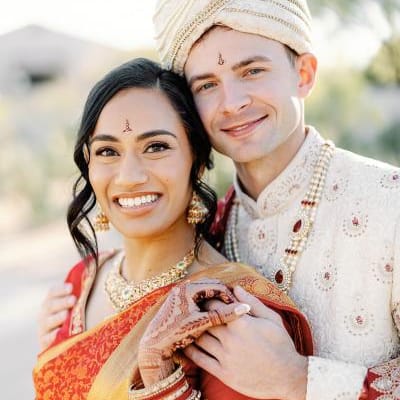 Aditi and Michal Smiling on their Wedding Day