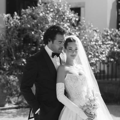 Ariel and Kiefer pose on the grounds of Stonepine Estate in their wedding day attire