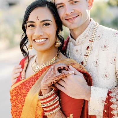 Aditi and Michal Smiling on their Wedding Day
