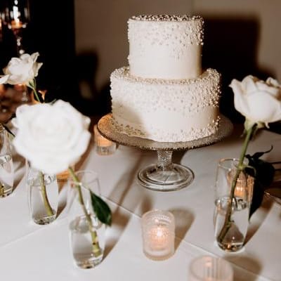 Pearl Decorated Wedding Cake