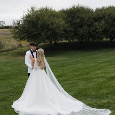 Bride and Groom Share a Private Moment at The Fountains
