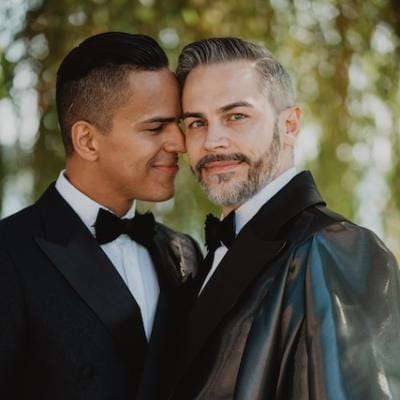 Andy and Victor Smiling on their Wedding Day at Suquamish Clearwater Casino Resort