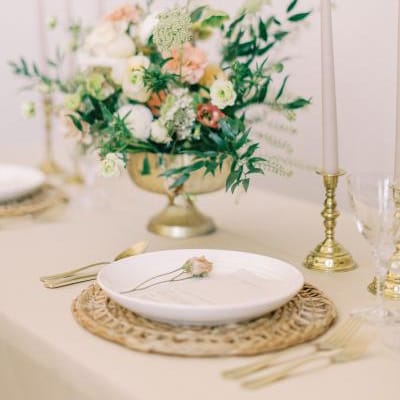 Table-scape Featuring Elegant Old-World Feminine Details in Styled Shoot