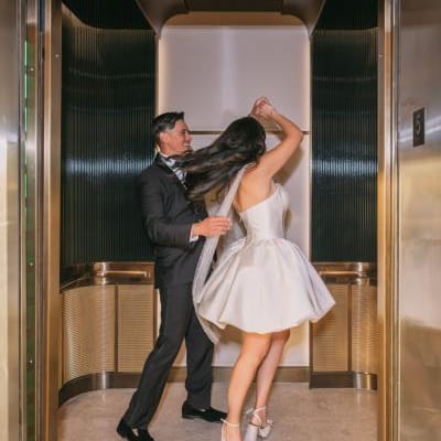Modern Wedding Portrait in Regent Santa Monica Elevator
