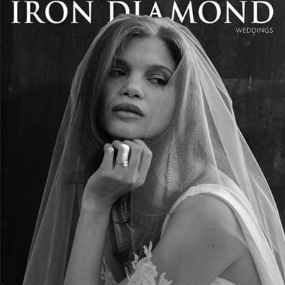 Iron Diamond Weddings cover display with model at center