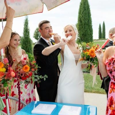 Katie and Chase indulge in frozen treats at Bella Terre Vineyard