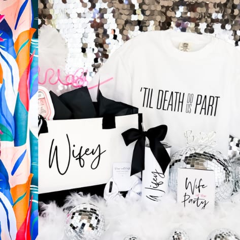 Collage of playfully decorated bachelorette parties by Valley Girl Bachelorette