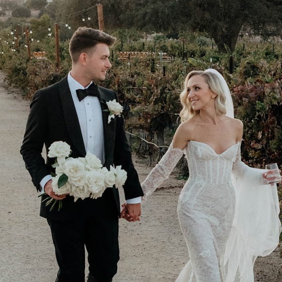 Brittany and Dillon walk the grounds of Cass Winery