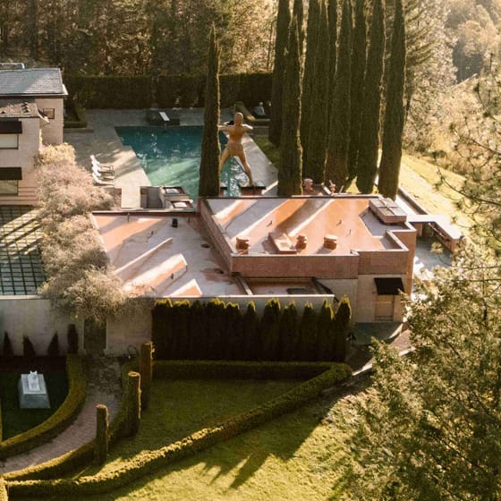 Aerial view of the glamorous grounds of new venue The Bird Estate