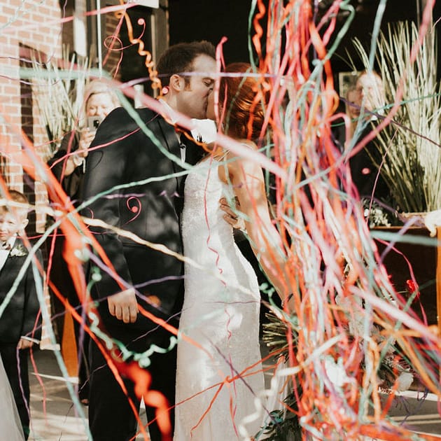 Streamers rain down after Dylan and Kayla's ceremony