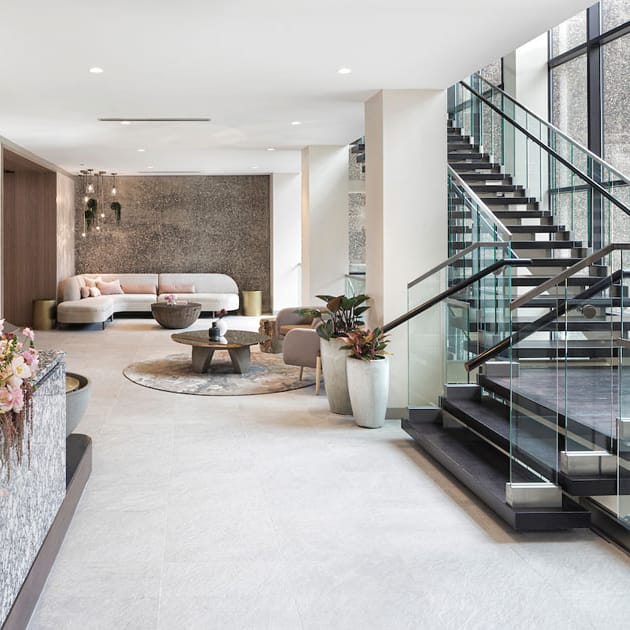 The relaxing lobby of Anda Spa in downtown Minneapolis