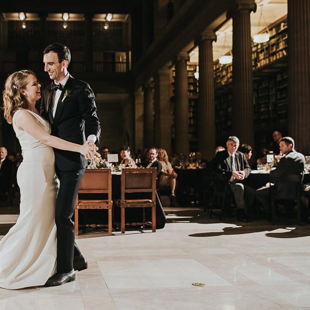 Intimate first dance at the James J. Hill Library in Minensota
