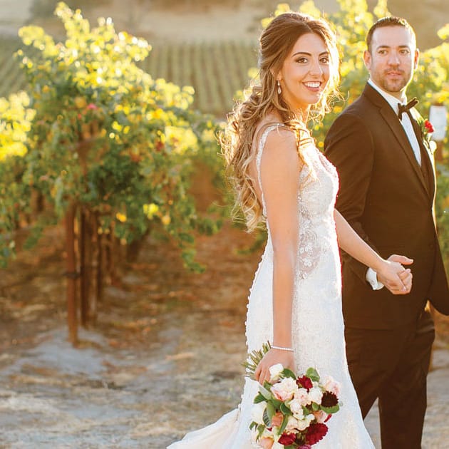 Beautiful mountains and vineyards set the backdrop for an elegant yet cozy celebration
