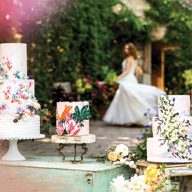 Artistic floral-inspired wedding cakes