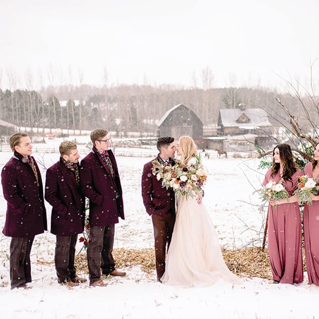 An intimate, elopement-style winter wedding in Wisconsin at The Enchanted Barn.