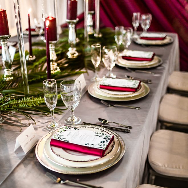 silver linens for wedding