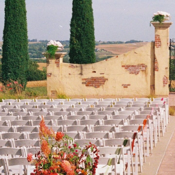 Outdoor ceremony set up at Bella Terre Vineyard