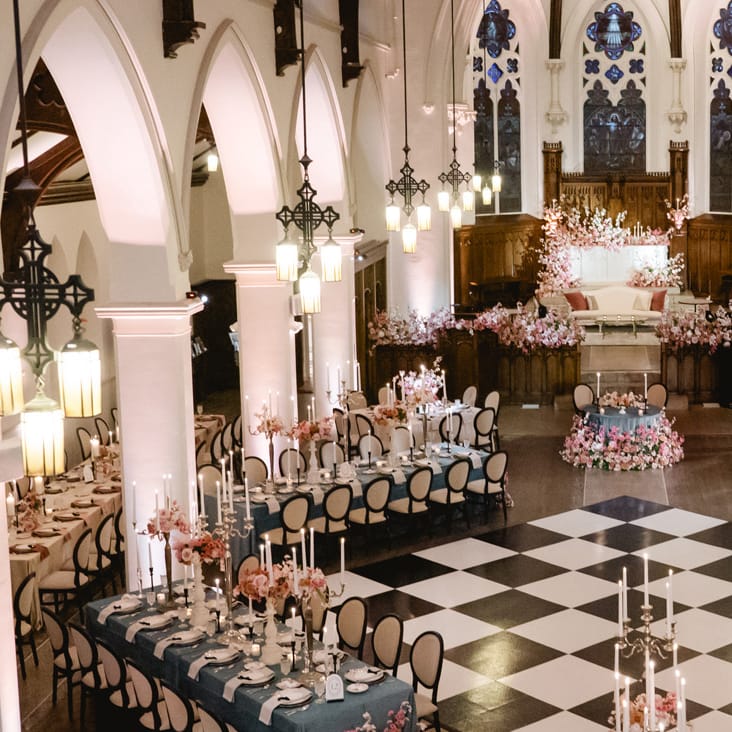 Interior of St. James 1868 in winning wedding day design