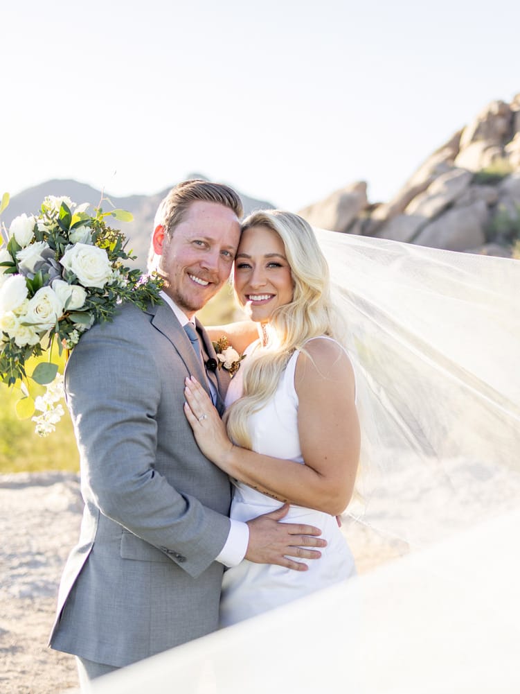 Kloos Wedding, AZB, Couple With Flowing Veil in Air