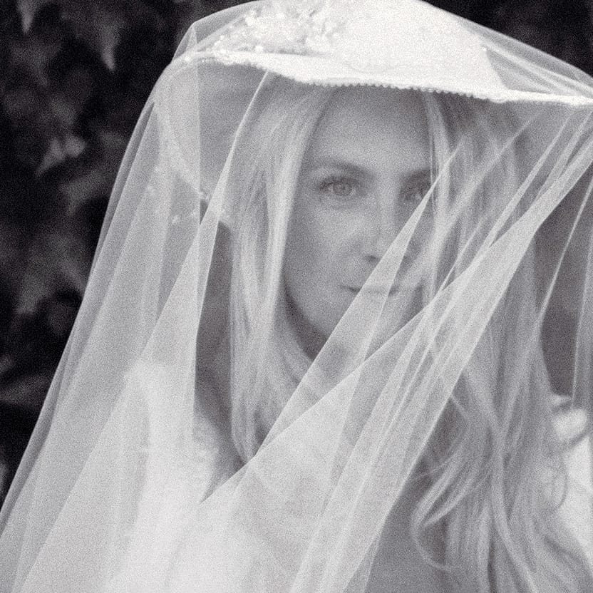 Bride in a veiled hat