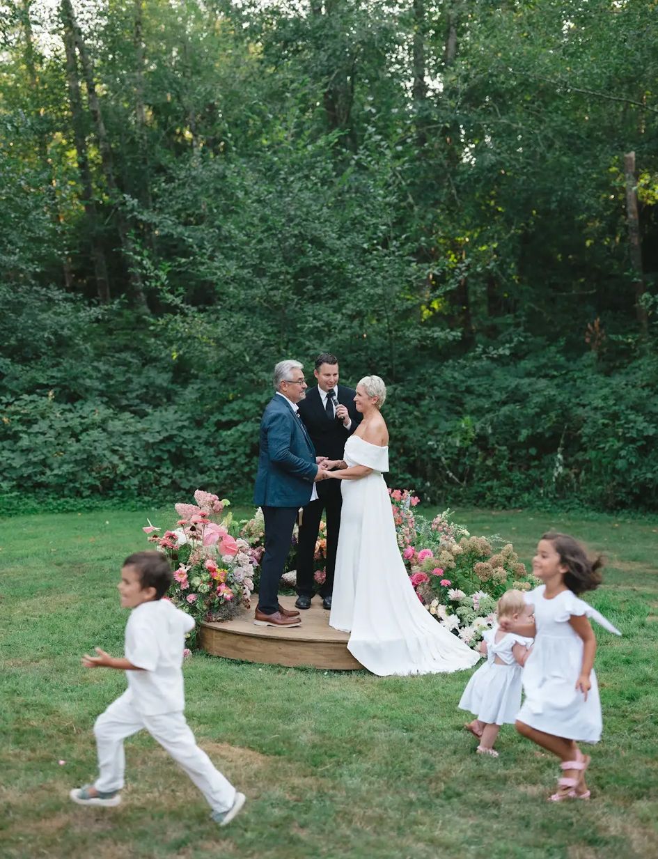 ceremony and grandchildren running