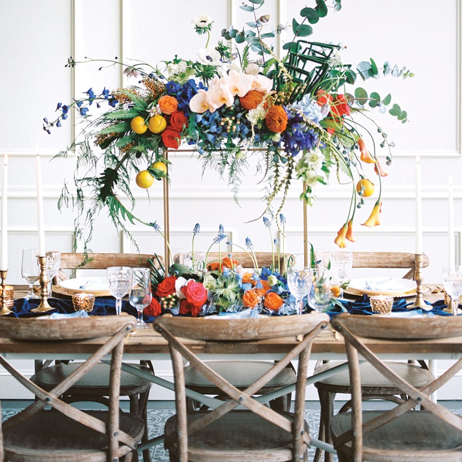 something blue tablescape