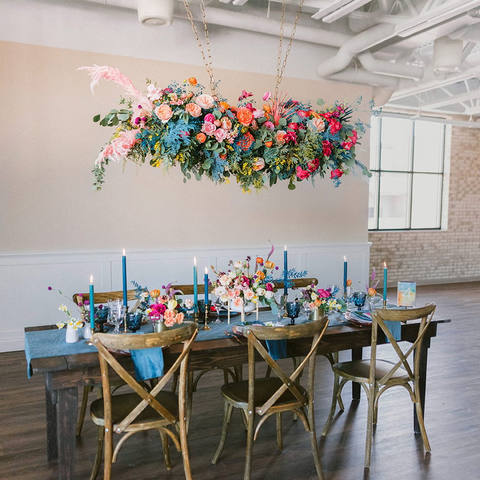 bright floral tablescape